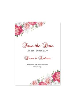 save the date blumen rosen rosa pink grün vintage hochzeitsgrafik onlineshop papeterie