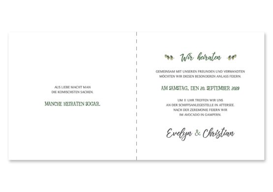 einladung vintage blumen kranz greenery grün eucalyptus hochzeitsgrafik onlineshop papeterie