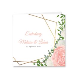 einladung elegant rosen rosa weiß grün geometrie gold hochzeitsgrafik onlineshop papeterie