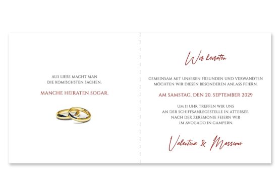 einladung elegant ornament rot ringe gold eheringe königlich kaiser hochzeitsgrafik onlineshop papeterie