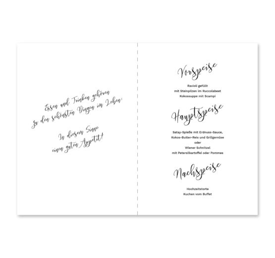 menükarte klappkarte hochzeit kalligrafie calligraphy lettering hochzeitsgrafik onlineshop papeterie