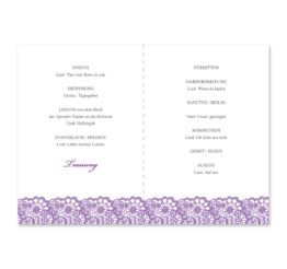 kirchenheft klappkarte hochzeit vintage spitze bordüre flieder lila hochzeitsgrafik onlineshop papeterie