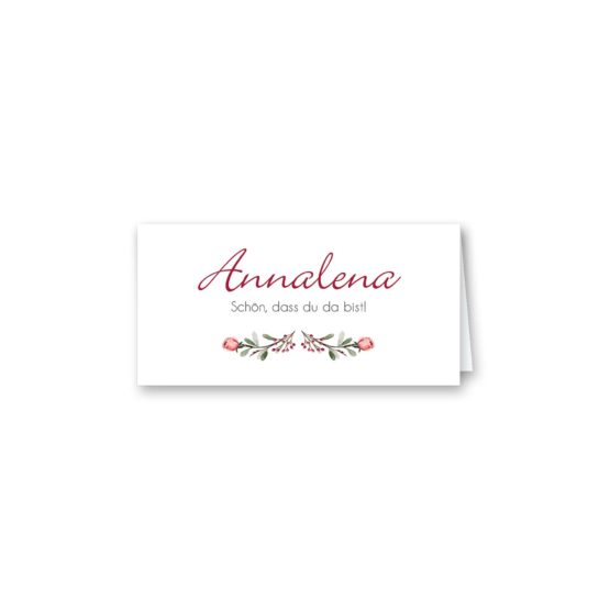 tischkarte klappkarte hochzeit vintage blumenkranz beere rosa rot herbst logo monogramm hochzeitsgrafik onlineshop papeterie