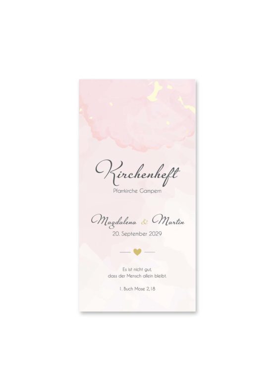 kirchenheft hochzeit vintage watercolor gold rosa aquarell hochzeitsgrafik onlineshop papeterie