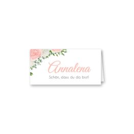 tischkarte klappkarte hochzeit elegant rosen rosa weiß grün geometrie gold hochzeitsgrafik onlineshop papeterie