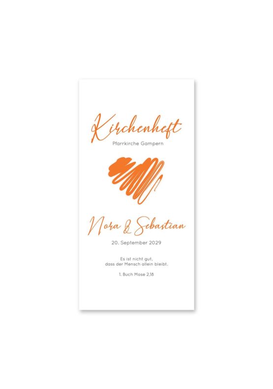 kirchenheft hochzeit vintage herz liebe orange hochzeitsgrafik onlineshop papeterie